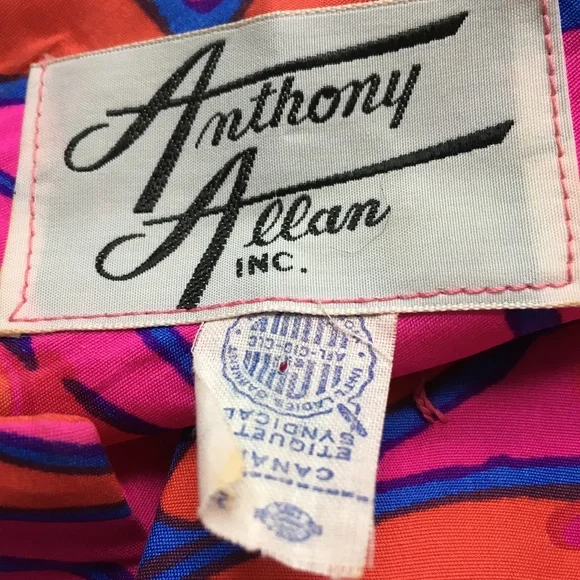 Anthony Allan Dress Vintage  Union Bright Pink Orange Front Zipper Back Pleat - Picture 7 of 7